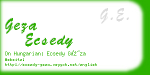 geza ecsedy business card